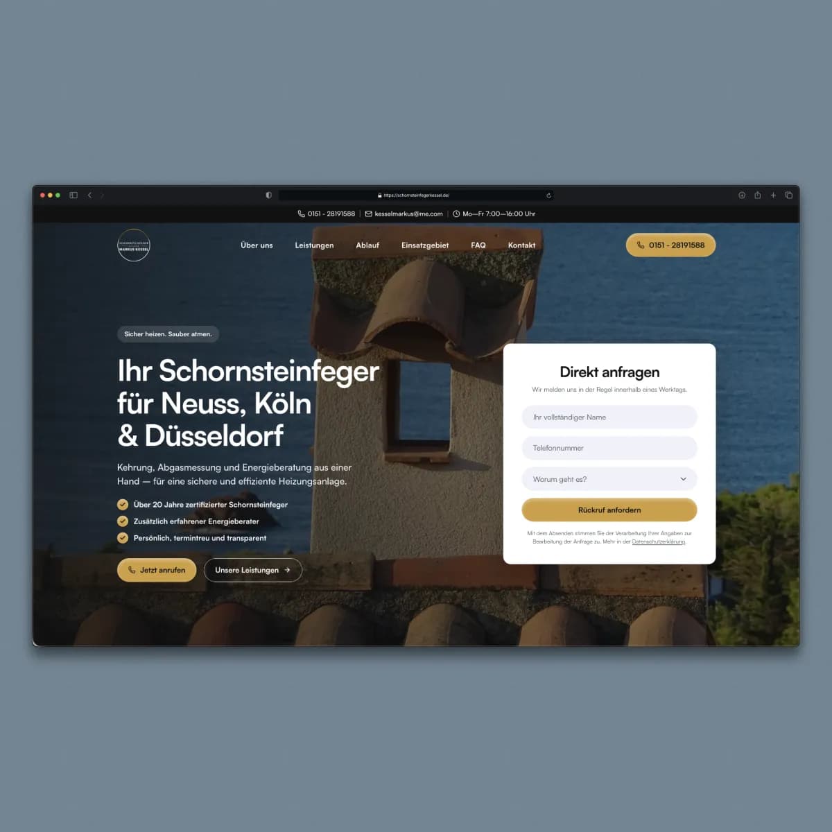 Website Schornsteinfeger Kessel